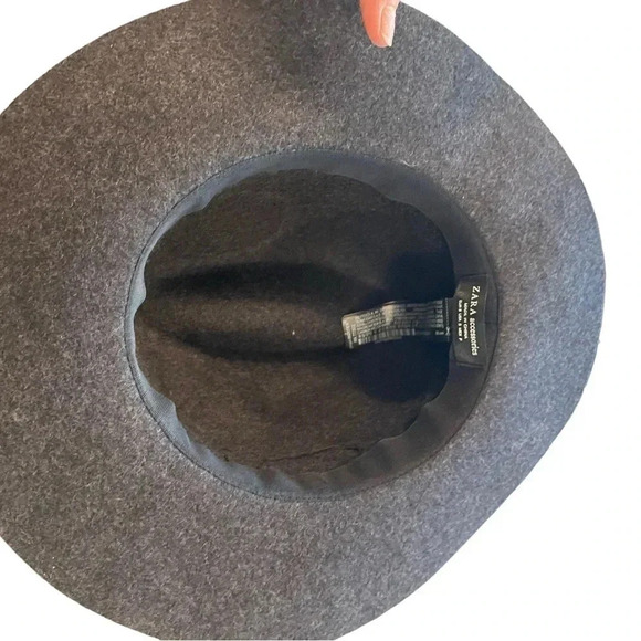 Zara Gray Wool Felt Floppy Fedora Hat Fall Winter classic boho Glam - Picture 9 of 12